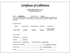 Certificate of Calibration