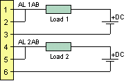 Solid state, DC connection to panel meter with 2 loads